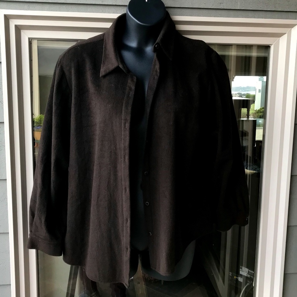 Dana Buchman cashmere brown shirt shacket, 16